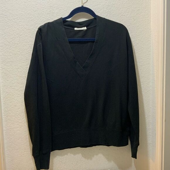 Rag & Bone V-Neck Lightweight Sweatshirt Women's S/P Black - Picture 1 of 9